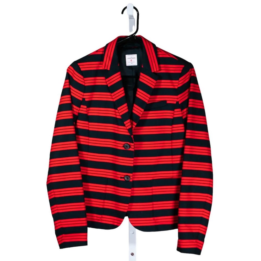 Gap Women's Blazer Red Blue Striped Stretch Preppy Academia Lined Suit Jacket 6